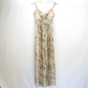 BCBG MAXAZRIA Tie Waist Floral Flowing Maxi Dress Sz 0– Fits like a 00 or xs